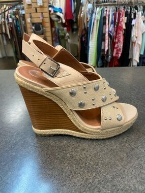 Rebecca Minkoff Beige Studded Espadrille Wedges